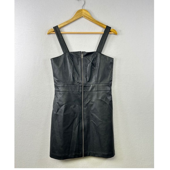 wild fable Dresses & Skirts - Wild‎ Fable Black Faux Leather Zip Front Pinafore Mini Dress Women's Size S